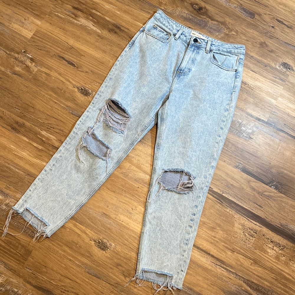 ASOS Denim  Distressed Step Hem Jeans